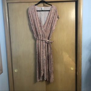 Blush floral mock wrap dress